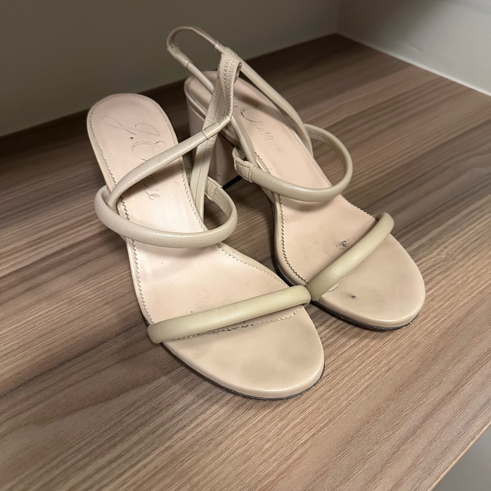 J. Crew Cream Strappy Block Heel Sandals